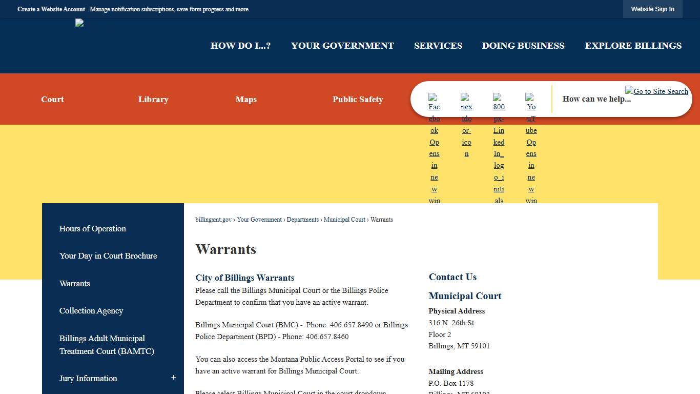 Warrants | City of Billings, MT - Official Website