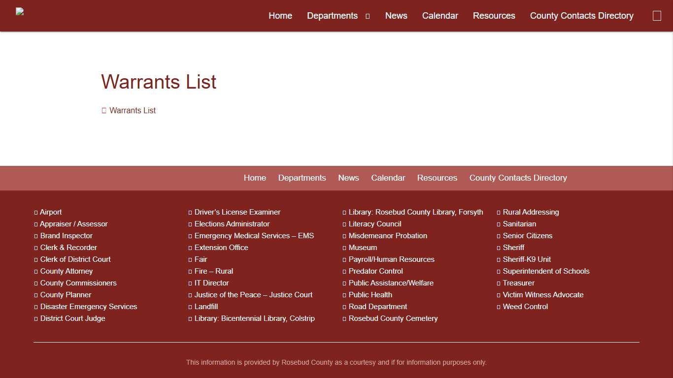 Warrants List - Rosebud CountyRosebud County